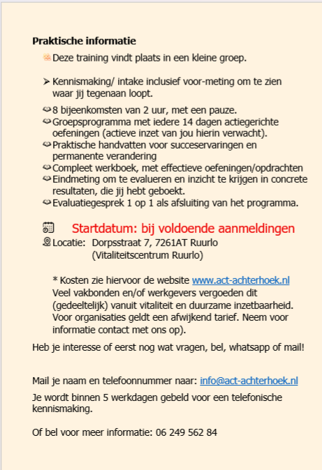 achterkant flyer Leefstijltraining